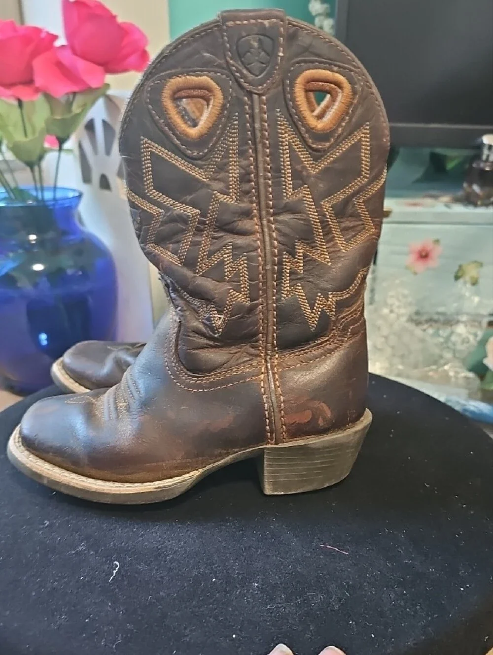 Ariat Dark Brown Kids Western Pull-On Boots Size 2 Toddler